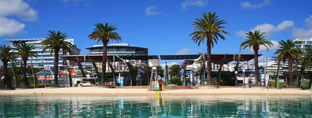 Southbank beach and pavillion.